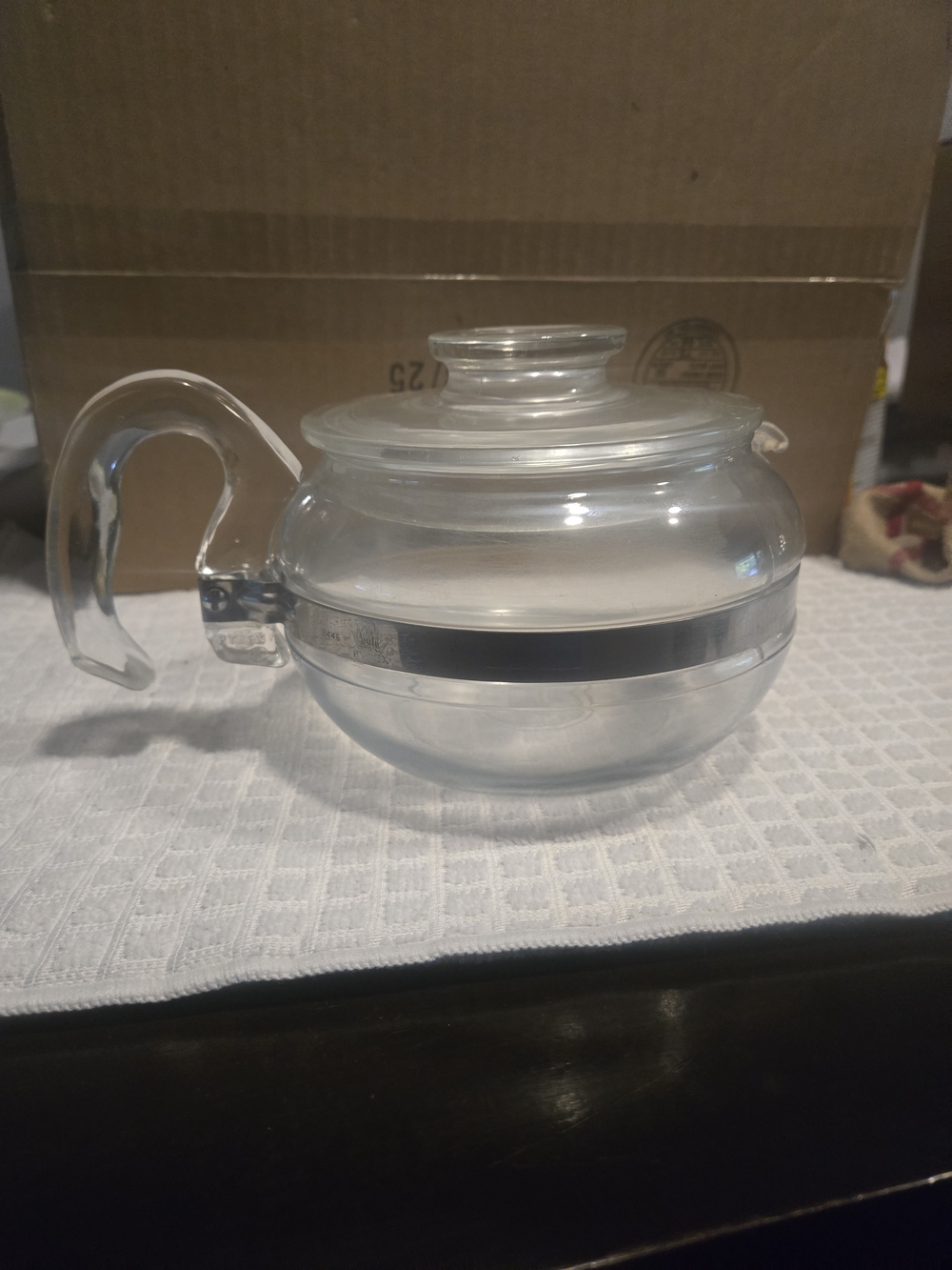 Vintage Pyrex Flameware 6 Cup Clear Glass Teapot 8446-B with Lid
